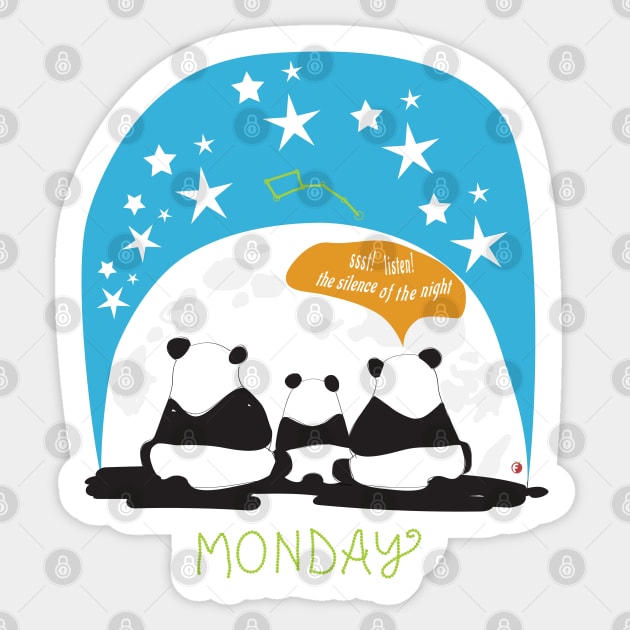 The silence of the night – Wear Pandas on Monday Sticker by fraga-ro